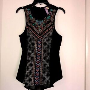 Black Tribal Sleeveless Blouse